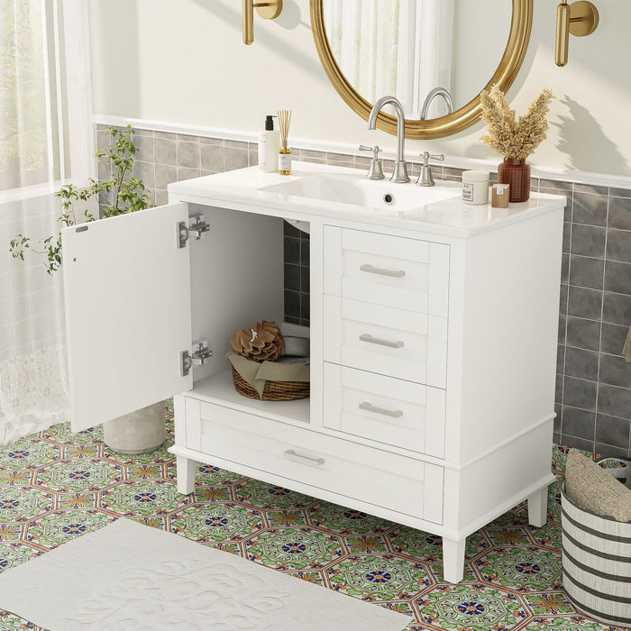 Bathroom Vanity, Modern Bathroom Cabinet With Sink Combo Set, Bathroom Storage Cabinet With A Soft Closing Door And 3 Drawers, Solid Wood Frame Hearth and Haven
