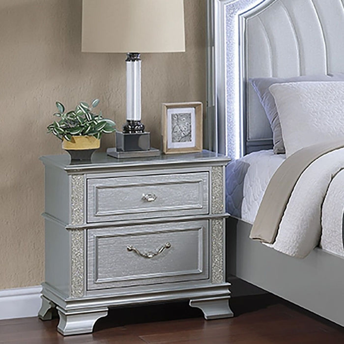2 Drawers Nightstand With Front Decorative Knobs - Gray Home Essentials