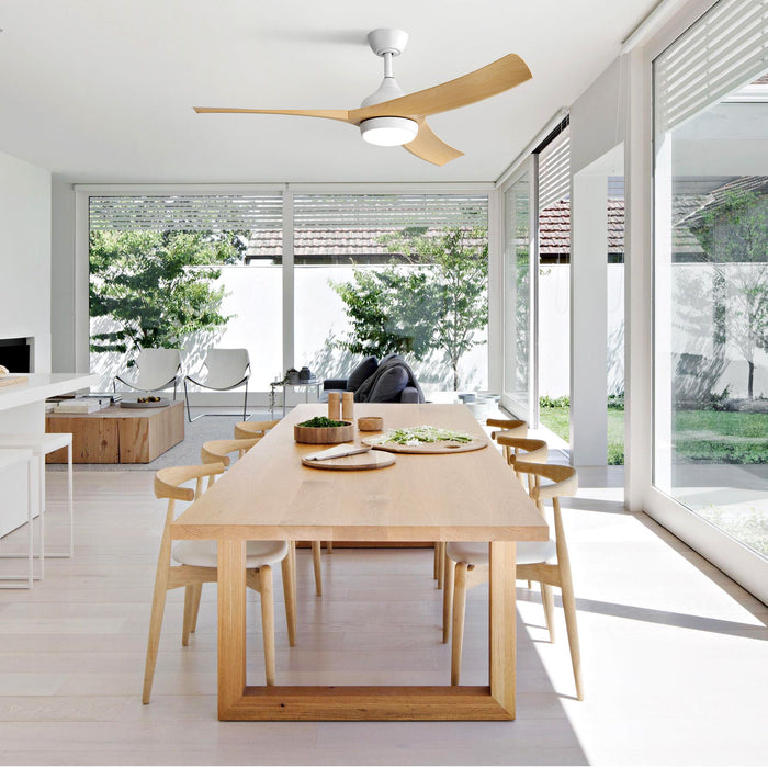 52" Ceiling Fan & 18W LED Light And Remote Control, DC Motor For Bedroom - White Daily Nest