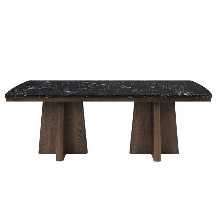 Estella - Dining Table With Marble Top - Black Natural Marble Top & Walnut ACME