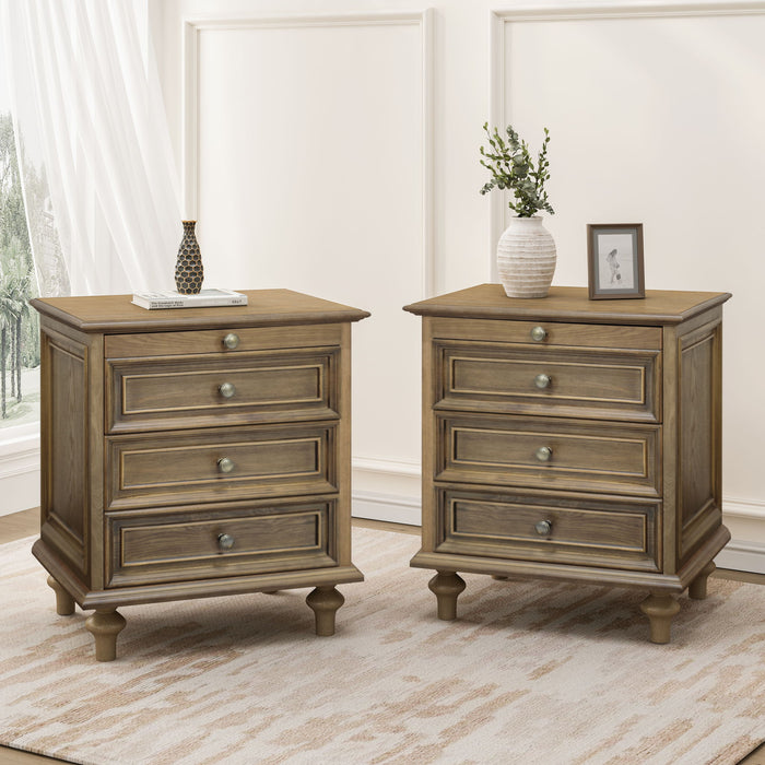 Nightstands With 4 Drawer, Storage End Table With Hidden Pull Out Shelf Home Essentials