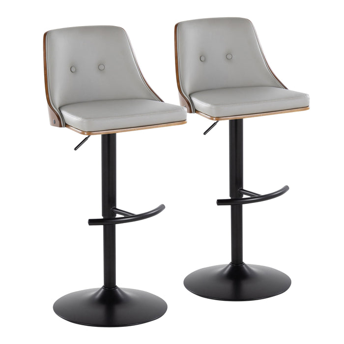 Gianna - Mid Century Modern Adjustable Barstool, Swivel With Rounded T Footrest (Set of 2)