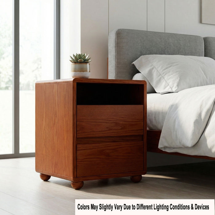 Nightstand With 2 Drawers And Shelves Home Essentials
