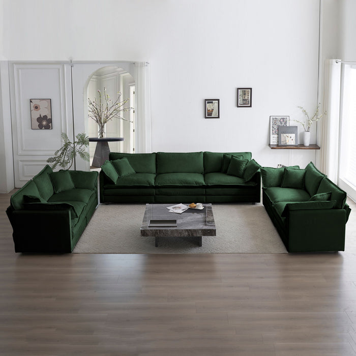 3 Piece Sofa Set Oversized Sofa Comfy Sofa Couch, 2 Pieces Of 2 Seater And 1 Piece Of 3 Seater Sofa For Living Room, Deep Seat Sofa - Green Chenille