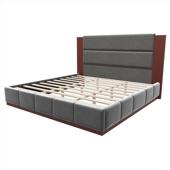 Modern Upholstered Platform Bed With Extended Headboard Hearth and Haven