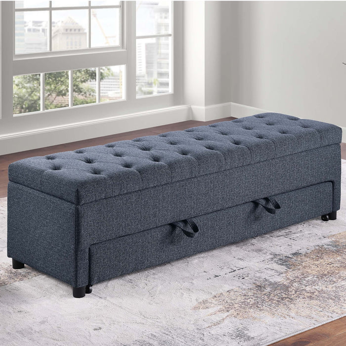 Storage Ottoman With Tufted Seat And Underseat Drawer Home Essentials