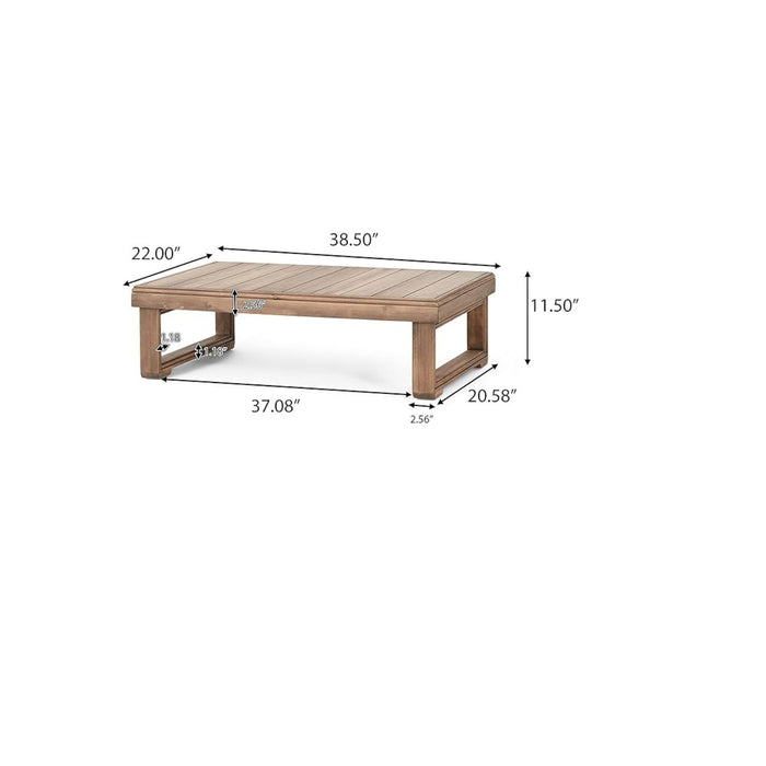 Outdoor Coffee Table With Slat Design And Sled Base - Brown