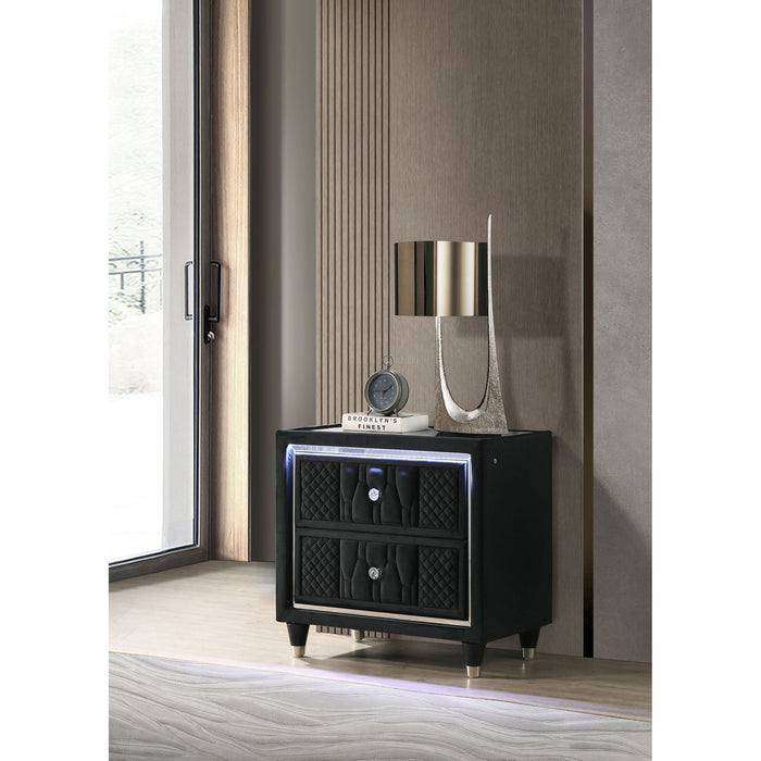 Mika - 2 Drawer LED Nightstand With USB Furniture Max