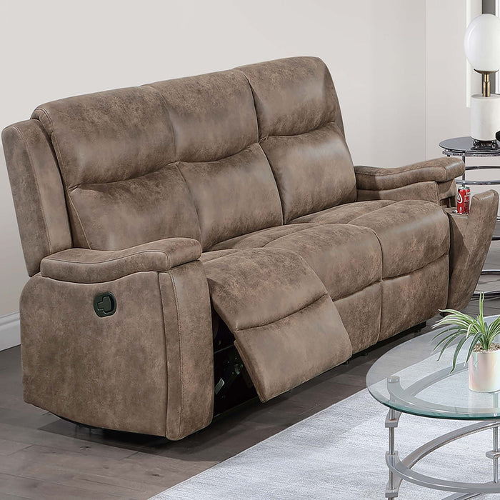 1 Piece Manual Motion Sofa Console Loveseat With Plush Back Cushion And Hidden Cup Holder - Auburn Home Essentials
