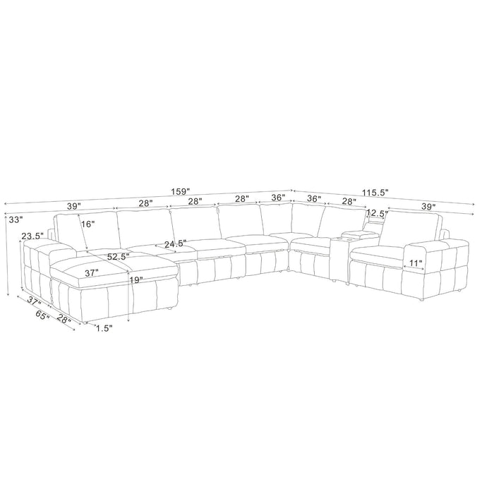 Modular Sectional With Large Square Arms, Custom Configuration Home Essentials