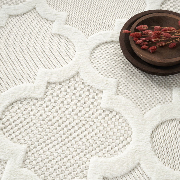 8' X 10' Area Rug Geometric Flatweave - Cream