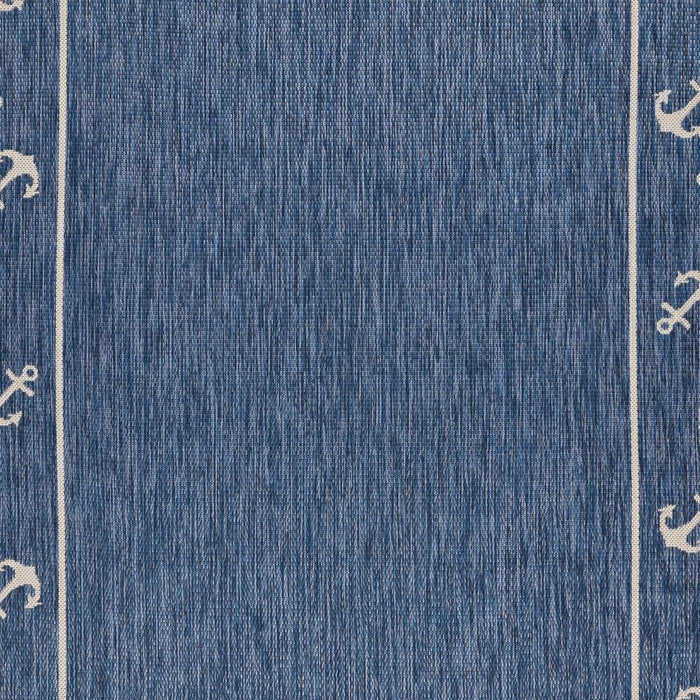 8' X 9' Nautical Anchor Indoor / Outdoor Area Rug - Blue / Natural