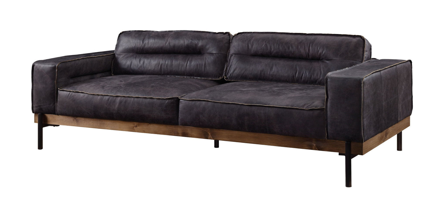 Top Grain Leather Sofa With Black Legs - Ebony