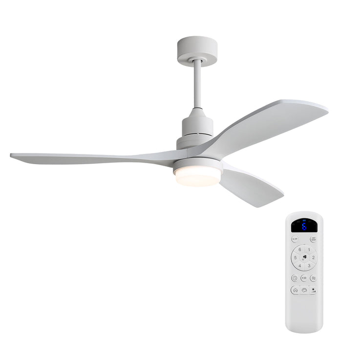 52" Blade Ceiling Fan With Remote Controlled LED Light And Quiet DC Motor - White Daily Nest