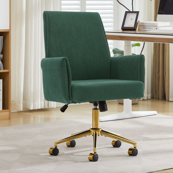 Ergonomic Mid-Back Office Chair With Gold Base Home Essentials