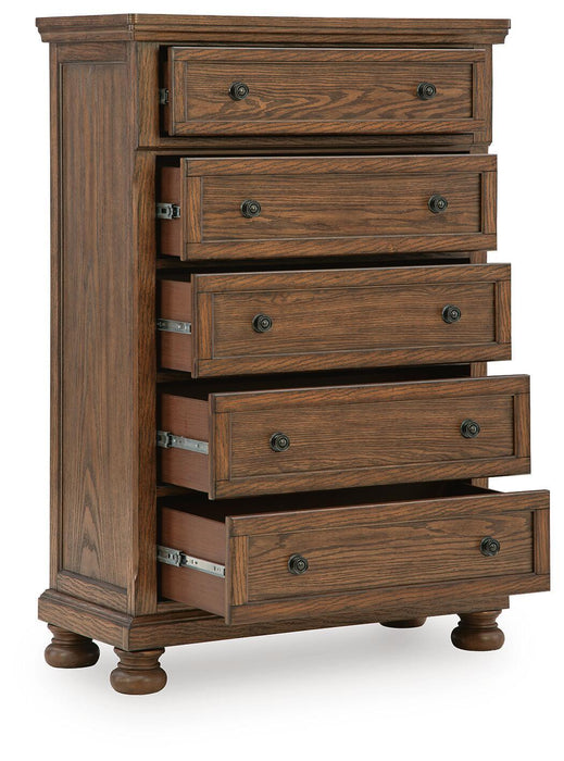 Zackaryn - Five Drawer Chest - Warm Brown Signature Design by Ashley®