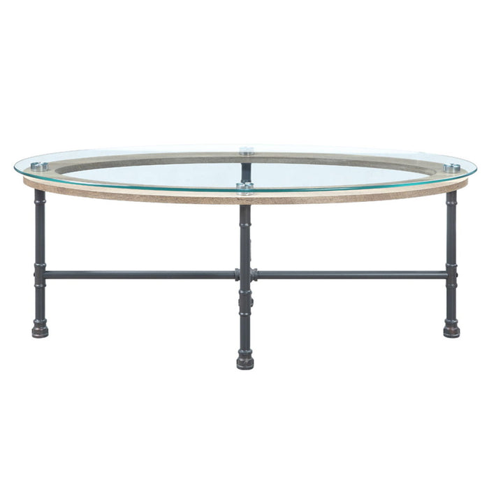 Brantley - Coffee Table - Clear Glass & Sandy Gray