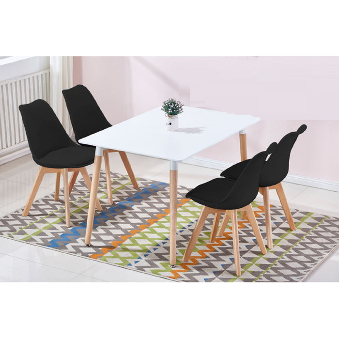 5 Piece Dining Set, Table & 4 Side Chairs, Kitchen Dining Room Furniture - Black