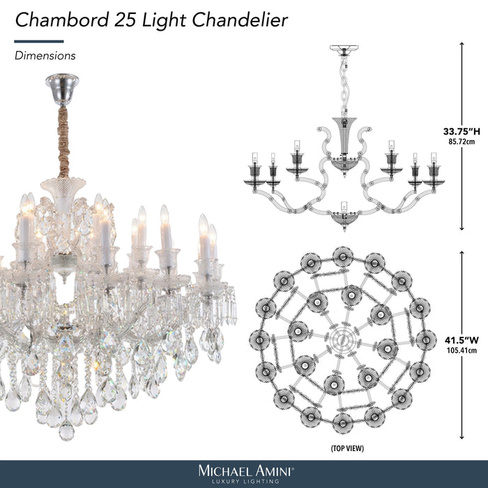 Michael Amini Lighting - Chambord 25-Light Traditional Crystal Chandelier - Clear Michael Amini