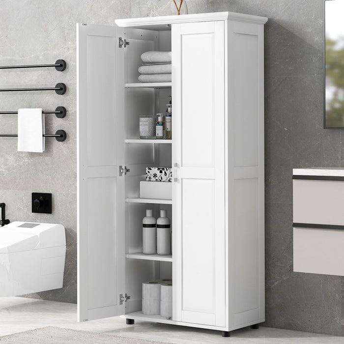 Storage Cabinet With Adjustable Shelves, 2 Doors, Rectangle Design For Bathroom Hearth and Haven