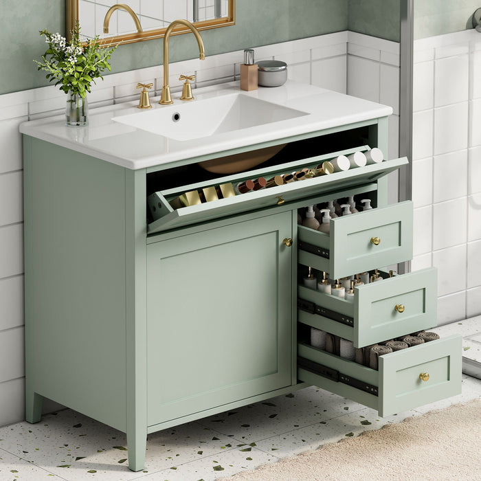 Bathroom Vanity With Sink, Cabinet With 3 Drawers And Adjustable Shelf Hearth and Haven