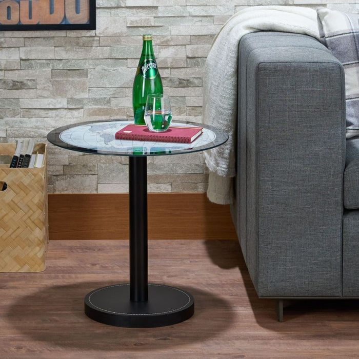 Boli - End Table - Black & Map Glass ACME