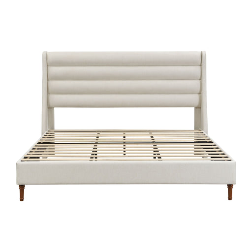 Modern Upholstered Platform Bed With Wave Shaped Headboard Home Essentials