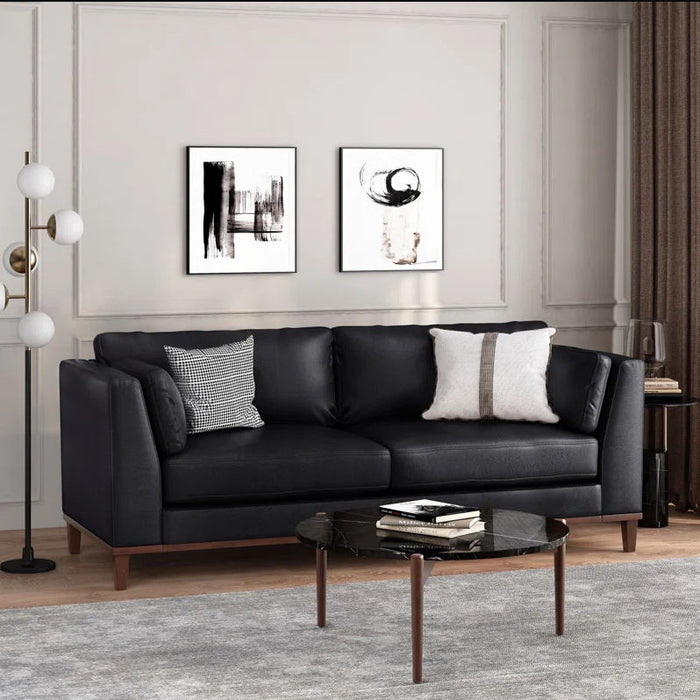 3 Seater Sofa - Black Faux Leather / PU