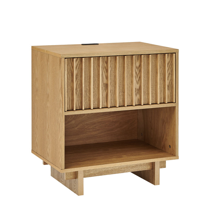 Nightstand With Hidden Charging Station USB Ports & Outlet Hole Home Essentials