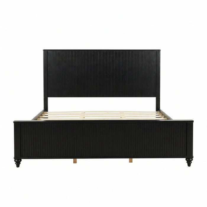 Fluted Platform Bed Frame, No Box Spring Needed Noble House