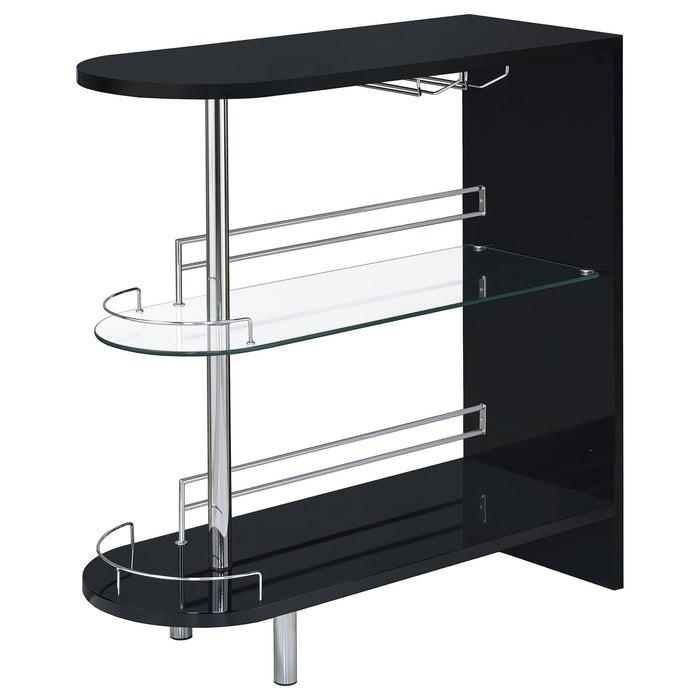 Karinna - 2 Tier Home Bar Table With Shelf - Silver Furniture Max
