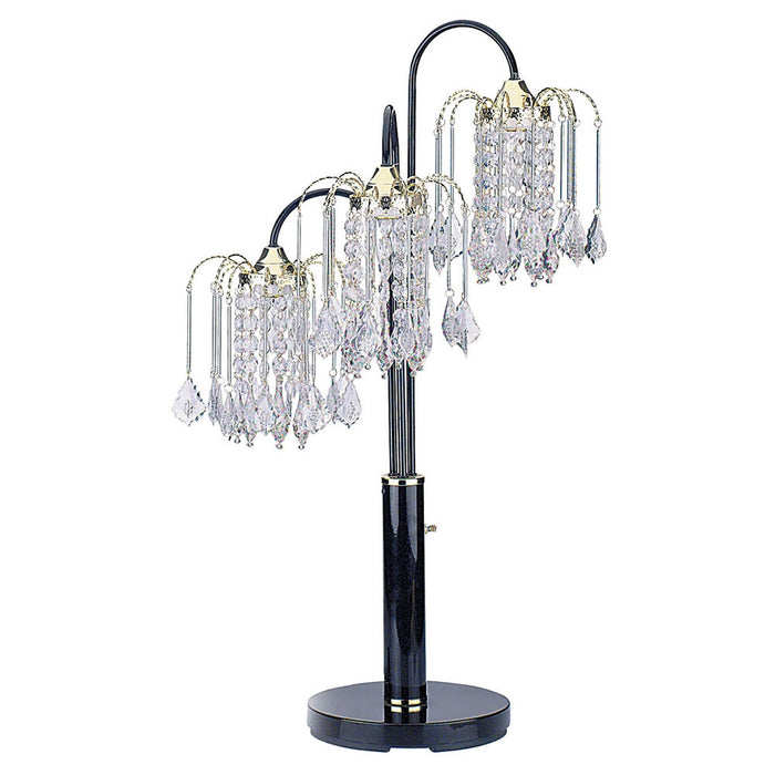 Metal Three Light Chandelier Table Lamp - Black
