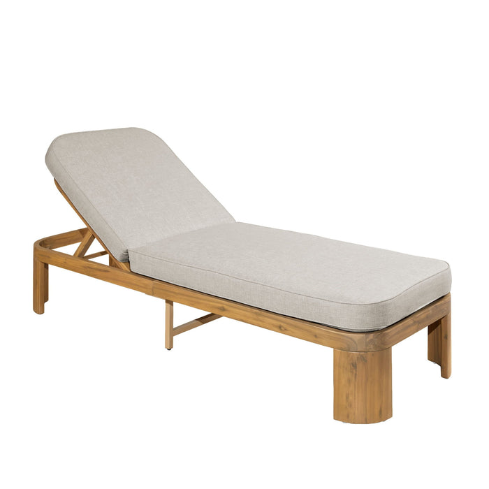 Outdoor Chaise Lounge With Cushion, 5 Position Adjustable Backrest Noble House