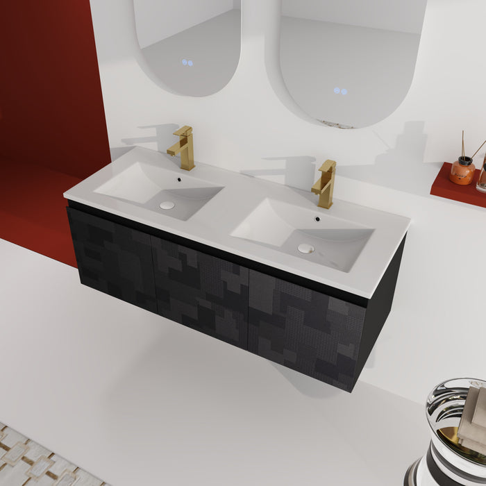 48'' Floating Wall - Mounted Bathroom Vanity & Soft - Close Cabinet Door KD Package - Black