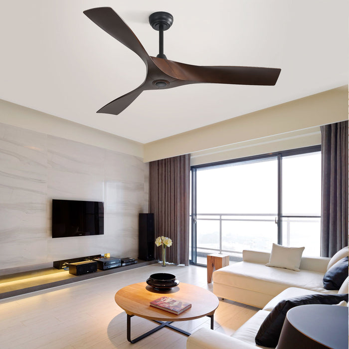 52" Blade Ceiling Fan Without Light, 6 Speed Reversible DC Motor For Living Room, Outdoor Use - Black Daily Nest