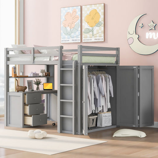 Loft Bed With Drawers, Desk, And Wardrobe DreamHaus