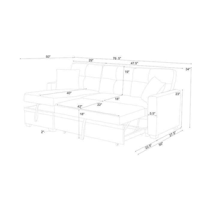 Upholstered Sectional With Pull Out Bed And Chaise Storage Home Essentials