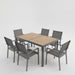 7 Piece Gray Patio Dining Set With Hdps Table And Textilene Chairs For Outdoor Use, Metal Furniture Home Essentials