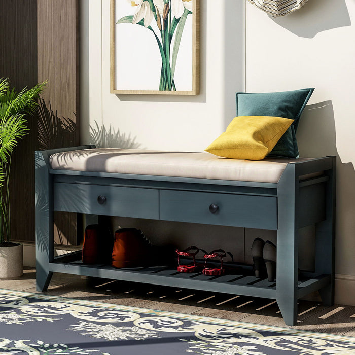 Multipurpose Entryway Shoe Rack With Cushioned Seat And Drawers Hearth and Haven
