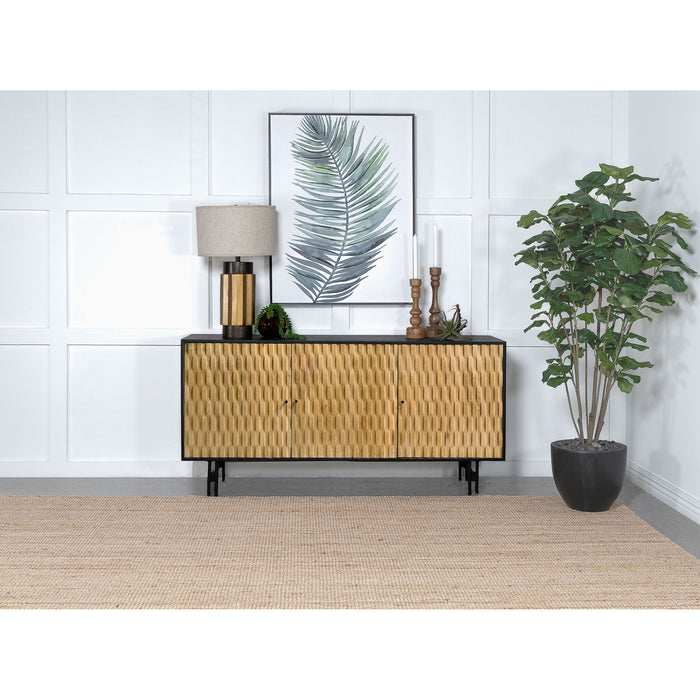 Madrid - 3 Door Accent Cabinet Doors - Natural / Black Furniture Max