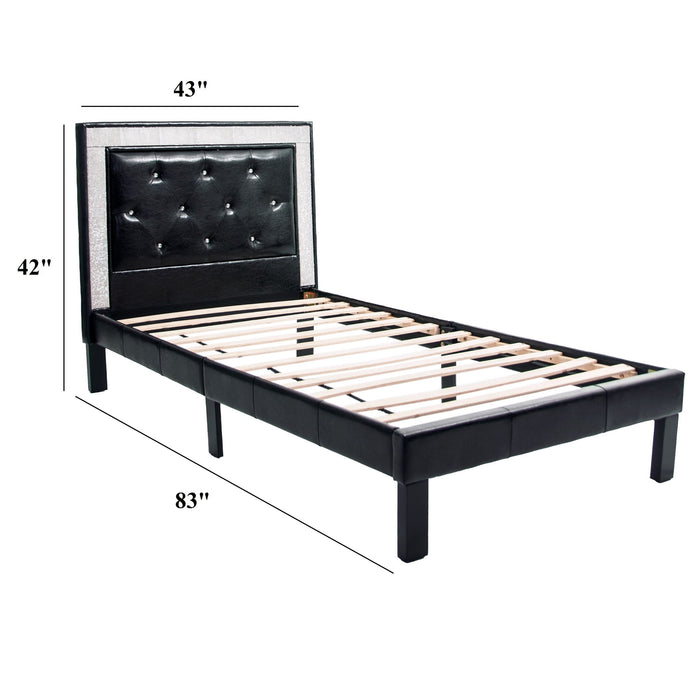 Glamours Style Bed With Diamond Tufted Padded Headboard Home Essentials