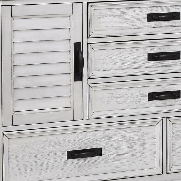 Lockeford - 5 Drawer Dresser With Side Cabinets - White Furniture Max