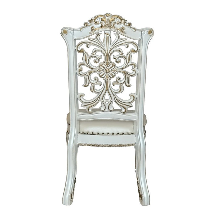 Vendome - 48" Side Chair (Set of 2) - Synthetic Leather & Antique Pearl ACME