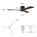 Flush Mount Blades Ceiling Fan With Lights Remote Control, Quiet DC Motor, 6 Speed, Reversible Ceiling Fan For Living Room - Matte Black Daily Nest