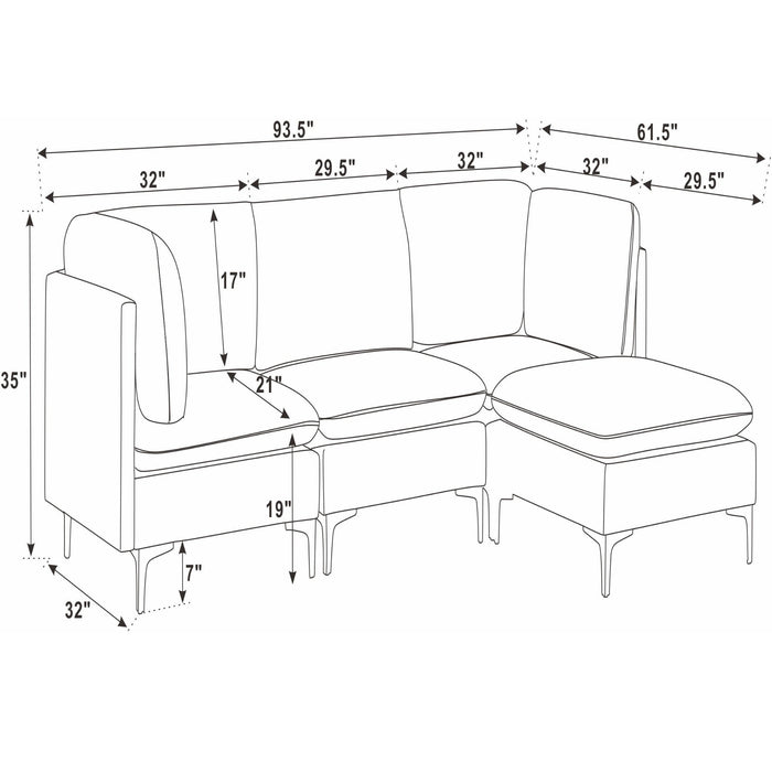 Upholstered Modular Sectional & Tall Legs Home Essentials