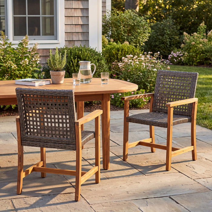 Outdoor Dining Chairs (Set of 2) - Mocha / Teak Noble House