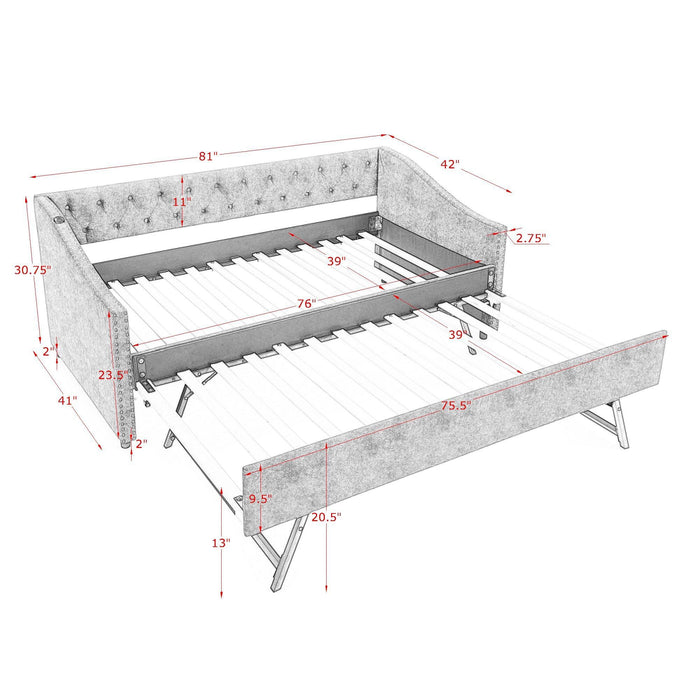 Upholstered Daybed With USB Charging & Pull Out Bed Home Essentials