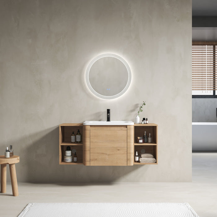 Wall Mounted Bathroom Vanity With Sink, Storage Shelves & Soft Close Door Home Essentials