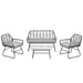 4 Piece Wicker Patio Furniture Set With Tempered Glass Table And Detachable Cushions Home Essentials