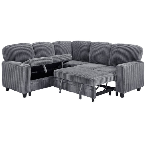 L-Shaped Sofa With Pull Out Sofa Bed With USB Home Essentials